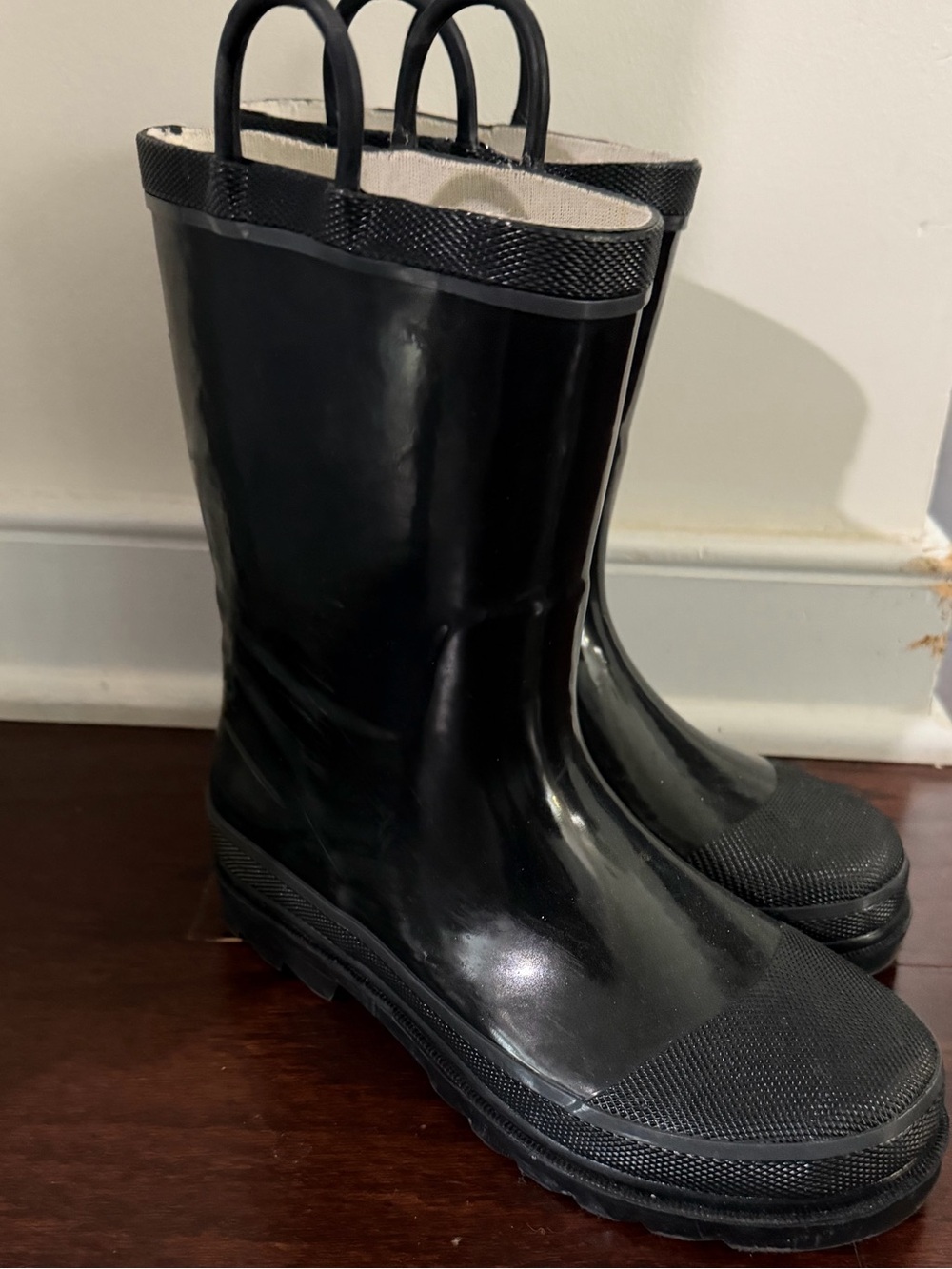Western Chief Black Kids Rain Boots with Top Pull Handles